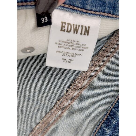 NWT EDWIN Bree Slim Skinny Med Light Wash Straight Jeans Womens Size 33 USA Made - Picture 6 of 7